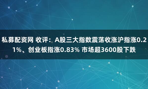 私募配资网 收评：A股三大指数震荡收涨沪指涨0.21%、创业板指涨0.83% 市场超3600股下跌