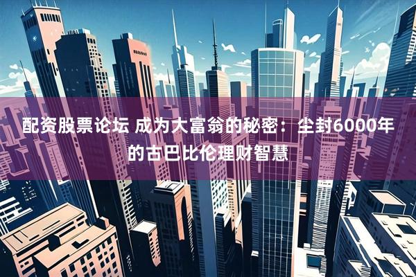 配资股票论坛 成为大富翁的秘密：尘封6000年的古巴比伦理财智慧